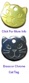 Brass or Chrome Cat FaceTag - �5.99